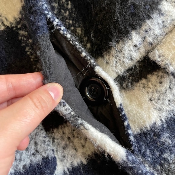 Modcloth Blue Plaid Pea Coat Wool Button Front XS - Picture 6 of 9
